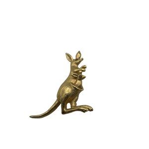 Vintage Avon Kangaroo with Joey in Pouch Goldtone Brooch Pin Articulated